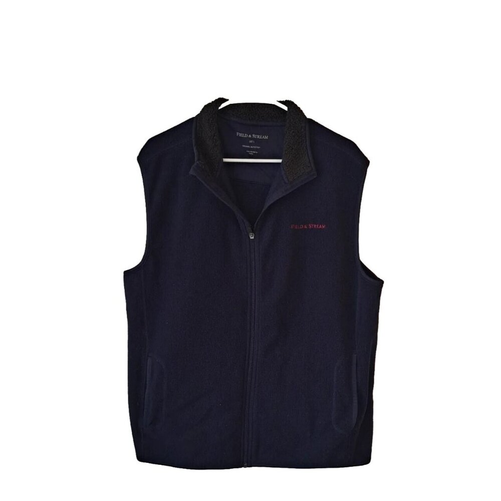 Field and Stream Mens Large Blue Fleece Vest Full Zip